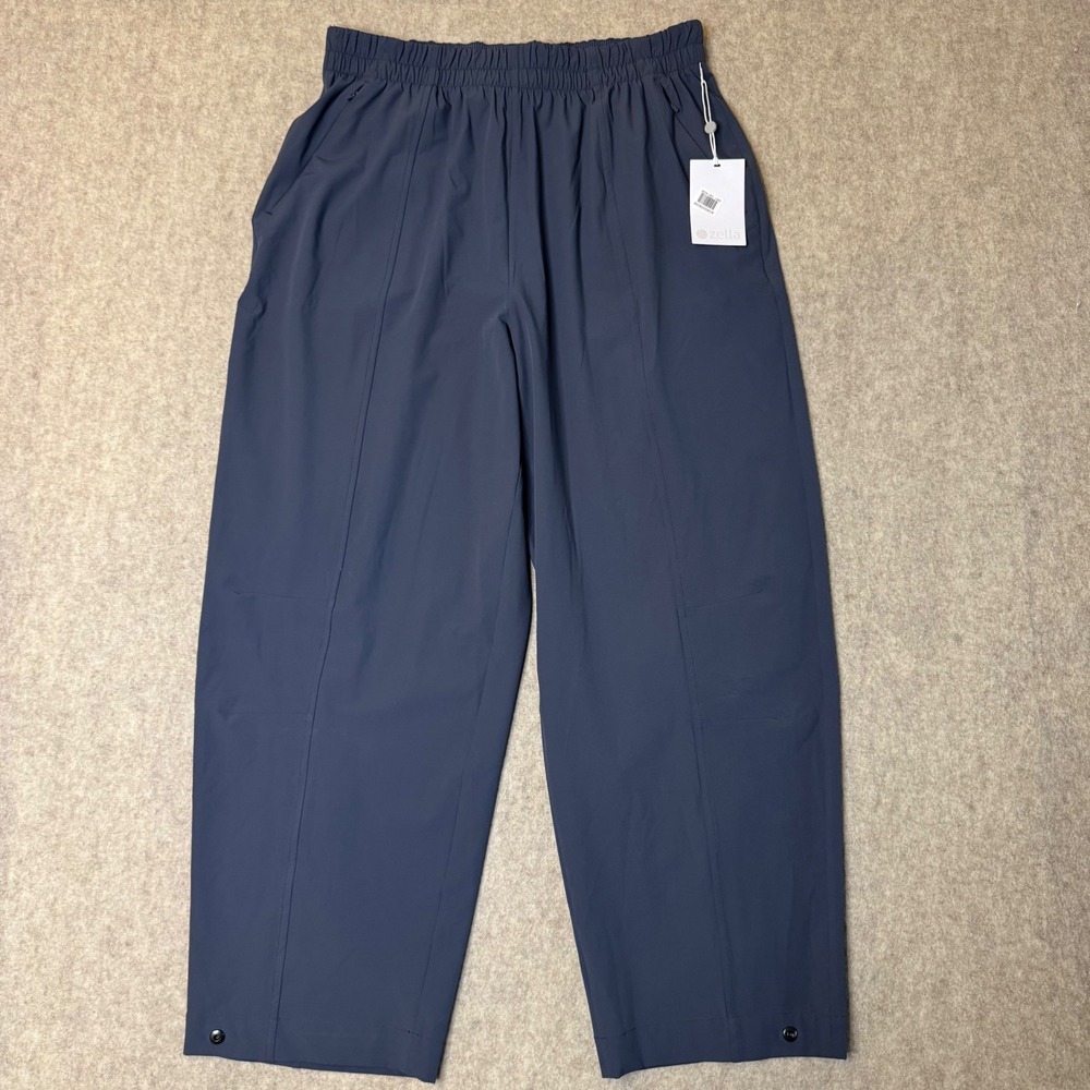 NWT Zella Getaway Wide Leg Ankle Pants Womens Medium Blue Relaxed Travel Active